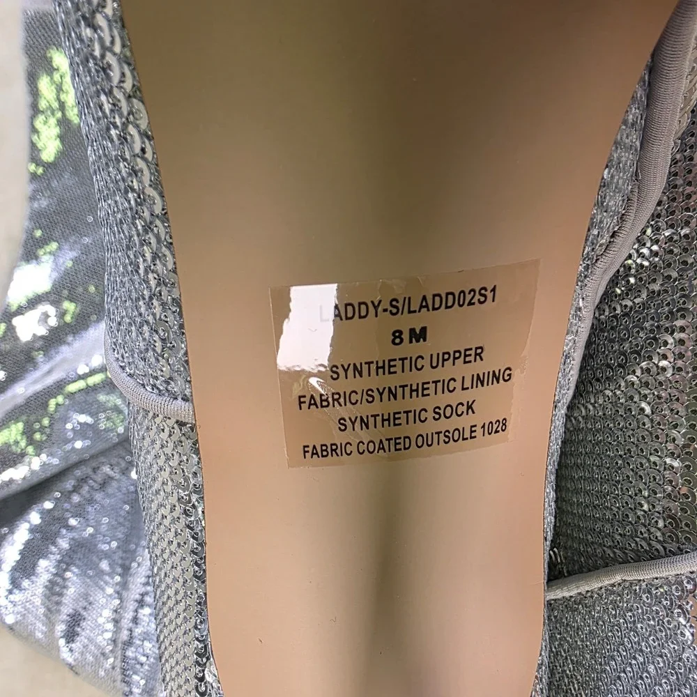 Steve Madden Thigh High Boots Silver Sequin Stretch Pointed Toe Womens 8 NEW